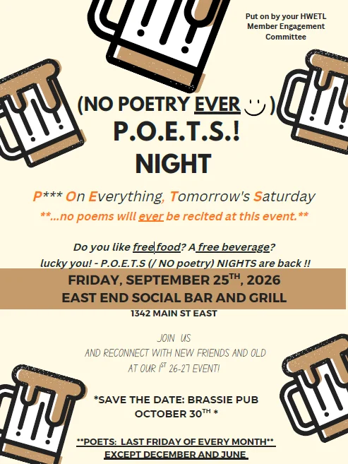 Poster for the (No Poetry Ever) P.O.E.T.S. Night Event (P*** On Everything, Tomorrow's Saturday) Full Event Details Can Be Found on the Event Page